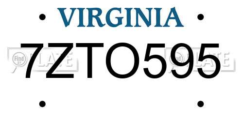 7ZTO595 Virginia License Plate