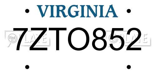 7ZTO852 Virginia License Plate