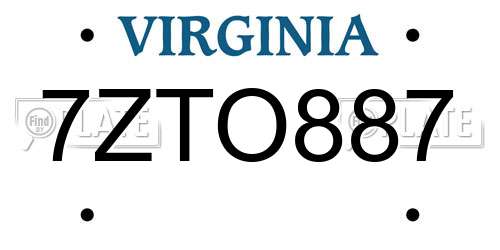 7ZTO887 Virginia License Plate