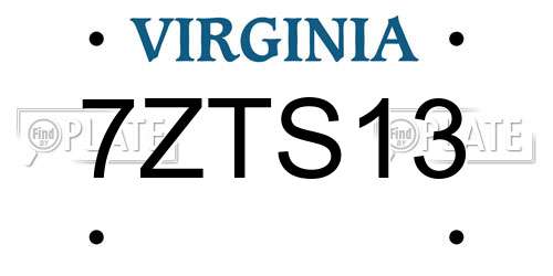 7ZTS13 Virginia License Plate