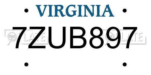 7ZUB897 Virginia License Plate