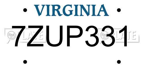 7ZUP331 Virginia License Plate