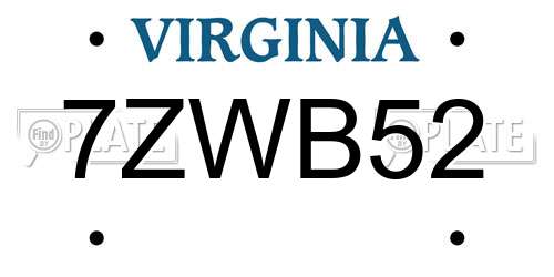 7ZWB52 Virginia License Plate