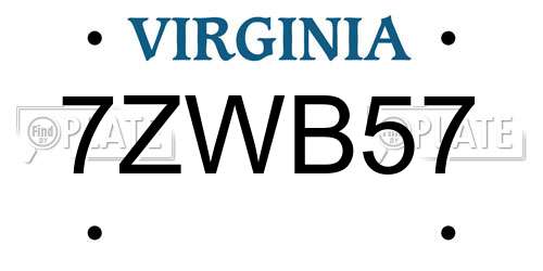7ZWB57 Virginia License Plate