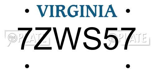 7ZWS57 Virginia License Plate