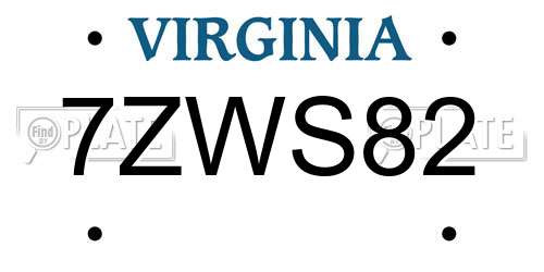 7ZWS82 Virginia License Plate