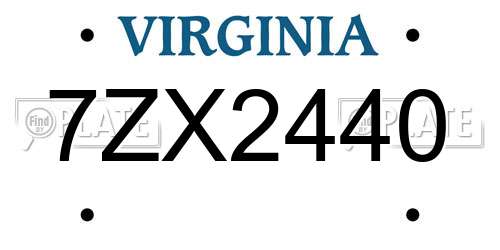 7ZX2440 Virginia License Plate
