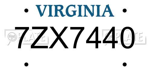 7ZX7440 Virginia License Plate