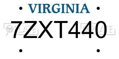 7ZXT440 Virginia License Plate