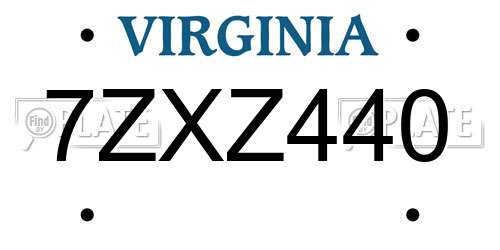 7ZXZ440 Virginia License Plate