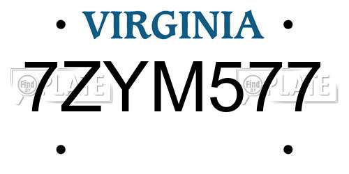 7ZYM577 Virginia License Plate