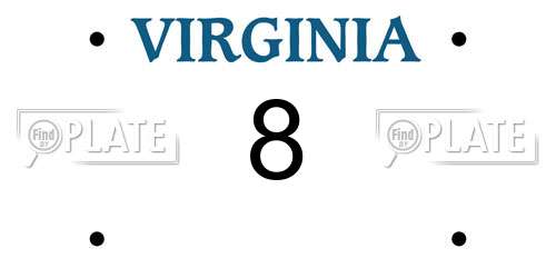 8 Virginia License Plate
