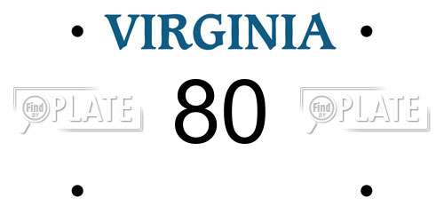 80 Virginia License Plate