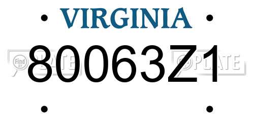 80063Z1 Virginia License Plate