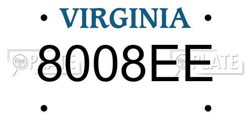 8008EE Virginia License Plate