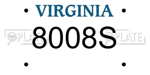 8008S Virginia License Plate