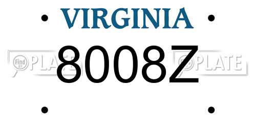 8008Z Virginia License Plate