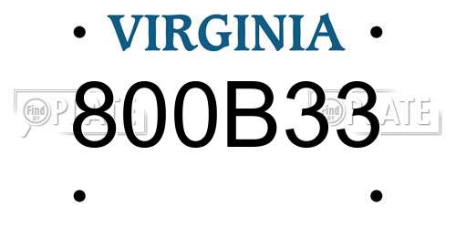 800B33 Virginia License Plate