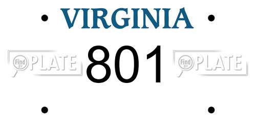 801 Virginia License Plate