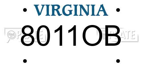 8011OB Virginia License Plate