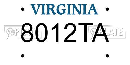 8012TA Virginia License Plate