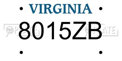 8015ZB Virginia License Plate