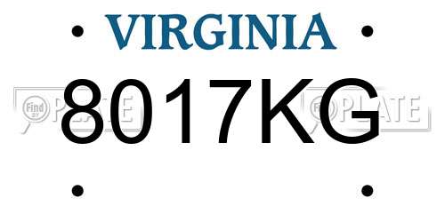 8017KG Virginia License Plate