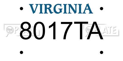 8017TA Virginia License Plate