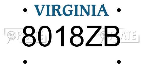 8018ZB Virginia License Plate