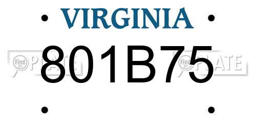 801B75 Virginia License Plate