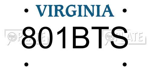 801BTS Virginia License Plate