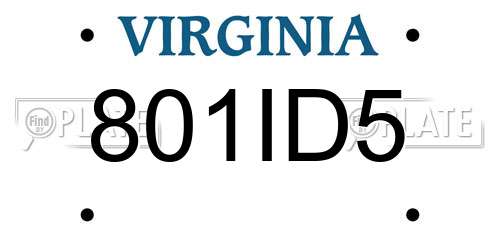 801ID5 Virginia License Plate