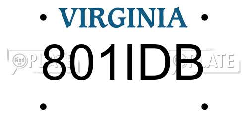801IDB Virginia License Plate