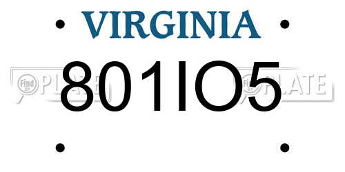 801IO5 Virginia License Plate