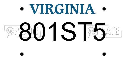 801ST5 Virginia License Plate