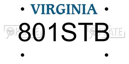801STB Virginia License Plate