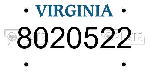 8020522 Virginia License Plate
