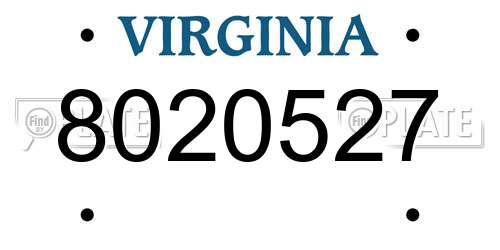8020527 Virginia License Plate