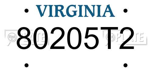80205T2 Virginia License Plate