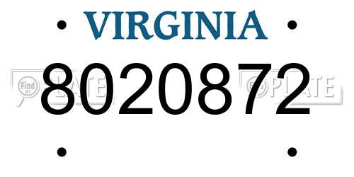 8020872 Virginia License Plate