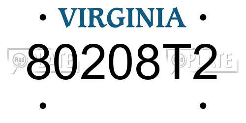 80208T2 Virginia License Plate