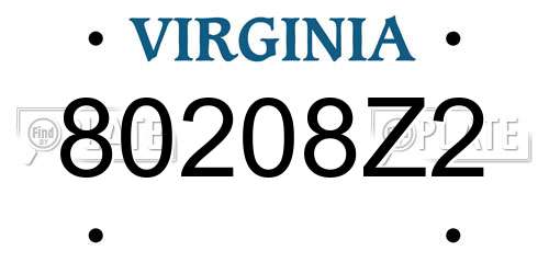 80208Z2 Virginia License Plate
