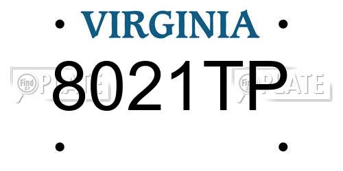 8021TP Virginia License Plate