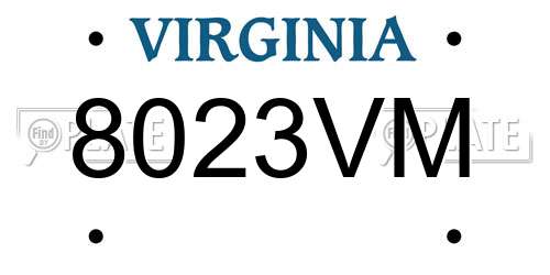 8023VM Virginia License Plate