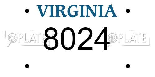 8024 Virginia License Plate