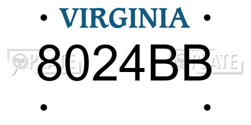 8024BB Virginia License Plate