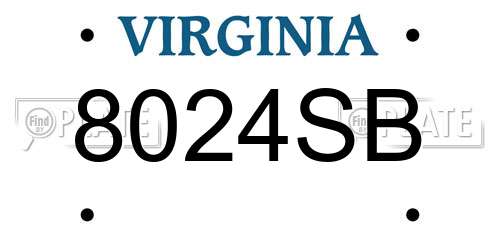 8024SB Virginia License Plate
