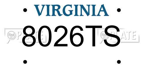 8026TS Virginia License Plate