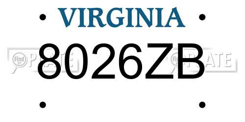 8026ZB Virginia License Plate