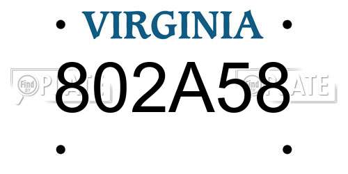 802A58 Virginia License Plate